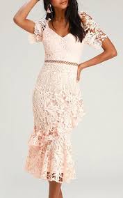 Briarwood Blush Pink Lace Ruffled Midi Dress Bestfashionhq Com Midi Ruffle Dress Blush Pink Lace Dress Dresses