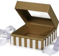 Gold & Ivory Stripe Ribbon Window Box, X-Large 7.75x7.75x3", 12 Pack