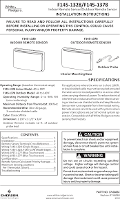 White Rodgers F145 1328 Indoor Remote Sensor Installation