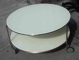Ikea magiker coffee table glass top clear white rubber cushion pad part round. Uhuru Furniture Collectibles Sold Ikea Round White Coffee Table On Wheels 55