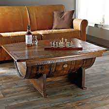 This magnificent stained wine barrel with table top will be a lovely addition to your bar room. Handmade Vintage Oak Whiskey Barrel Coffee Table