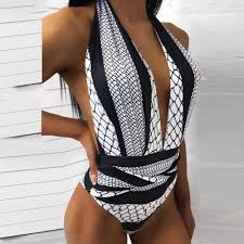 Black And White Monokini Swimsuits Black And White Monokini Halter Brazilian Swimwear Bathing Swimwear Swimwear Beachwear Halter Monokini
