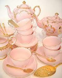 Pink And Gold Tea Pots Tea Cups Tea
