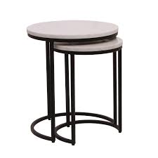 Stay updated about marble effect coffee tables uk. White Marble Nesting Tables With Black Base Set Of 2 Martina Furniture123