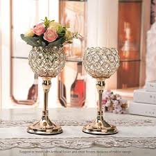 Amazon Com Vincigant Gold Crystal Bowl Candlestick Holders For Modern Table Centerpie In 2020 Christmas Centerpieces Modern Table Centerpieces Candlestick Centerpiece