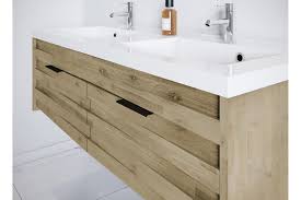 Que vous soyez meuble en bois ou meuble blanc ? Meuble De Salle De Bain En Bois D Acacia Avec Double Vasque Et Miroir Hellin