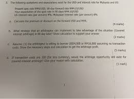 1 usd = myr 4.1145. Solved 5 The Following Quotations And Expectations Exist Chegg Com