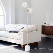 Home Office Marble Base Opal Glass Lampshade Floor Lamp