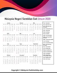 Berikut dikongsikan maklumat berkaitan jadual cuti umum perak tahun 2020 yang meliputi hari kelepasan am, tarikh dan hari kumpulan b: Negeri Sembilan Cuti Umum Kalendar 2020