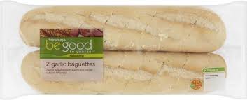 Sainsbury S Be Good To Yourself Garlic Baguettes 2 Per Pack 420g Garlic Baguettes Hot Dog Buns Food