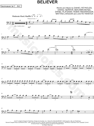 Download sheet music for baritone bass clef. Imagine Dragons Believer Bass Clef Instrument Sheet Music Cello Trombone Bassoon Baritone Horn Or Double Bass In G Minor Download Print Sku Mn0178020