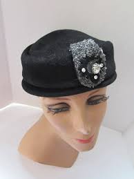 Black Felt Hat Beaded Decoration Charming Lady Glenover Henry Pollak  Vintage Hats Fall Hat Winter Hat 100% Wool