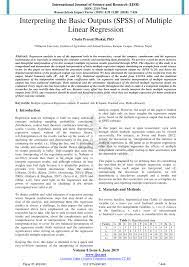 Is text that describes how to interpret particular regression coefficients. Pdf Interpreting The Basic Outputs Spss Of Multiple Linear Regression