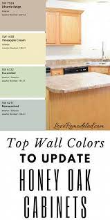 What would be a good paint color for a kitchen with med oak cabinets If You Want To Update Your Honey Oak Cabinets Check Out These Paint Colors They Coordinate Perfectly Wit Honey Oak Cabinets Kitchen Wall Colors Oak Cabinets