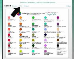 sugarbelles printable cookie icing color mixing chart using