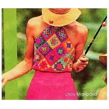 Use odd scraps of yarn, or make it using the suggested colors included with the pattern. Crochet Top Pattern Vintage 70s Granny Squares Crochet Halter Etsy Vintage Crochet Crochet Top Pattern Granny Square