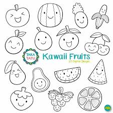 Disegno Di Frutta Kawaii Disegni Di Frutta Da Colorare Schizzi Con Pennarello Nero Disegni Kawaii Timbri Digitali Kawaii