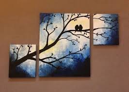 Easy Bird Paintings On Canvas Three Canvas Acrylic Painting Canvas Art Painting Multi Canvas Painting Canvas Painting Diy
