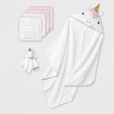 Shop for bathrobes for kids online at target. Baby Girls Unicorn Hooded Bath Towel And Washcloth Set Cloud Island Pink White Target