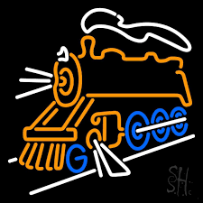 Electric Train Logo 1 Neon Sign Travel Neon Signs Neon Signs Logo Real Neon
