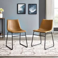 Set Of 2 Faux Leather Dining Chairs Whiskey Brown Saracina Home Faux Leather Dining Chairs Leather Dining Chairs Dining Chairs