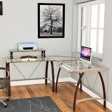 The desk features a clear tempered glass desktop for a spacious work surface. Z Line Kayden L Computer Desk Desks Home Office School Shop The Exchange