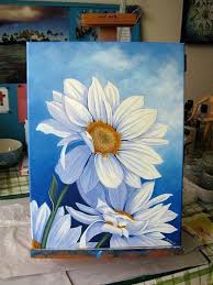 Beautiful Crisp White Daisy Painting So Pretty Serena Lewis Tuval Sanati Painting Tuval Resimleri