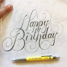 Happy birthday hand drawn text phrase. Author Piesbrand Tyxca Fb Fb Com Tyxca Lettering Calligraphy Typogra Happy Birthday Hand Lettering Hand Lettering Alphabet Creative Lettering