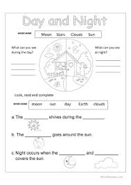 Day And Night English Esl Worksheets For Distance Learning And Physical Classrooms In 2020 Free Science Worksheets Science Worksheets Kindergarten Science
