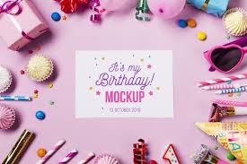 Download Top View Birthday Concept Mock Up For Free In 2020 Happy Birthday Candles Happy Birthday Bouquet Happy Birthday Balloons