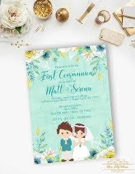 Nina Y Nino Primera Comunion Invitacion Invitacion De La Comunion De Hermanos Confirmacion De Invitacion Pued Baptism Centerpieces Communion Invitation Cards