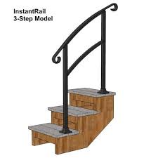 Instantrail 3 Step Adjustable Handrail Black Step Railing Outdoor Outdoor Stair Railing Handrail
