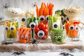 Halloween party side dishes · mummy veggie dip from hostess with the mostess · veggie witchy poo · devilicious eggs from pillsbury · scarecrow . Easy Monster Halloween Veggie Tray Plus More Ideas Maple Mango