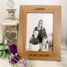 Engraved Photo Frame Personalised Solid Oak Frame Family Etsy In 2020 Engraved Photo Frames Family Frames Oak Picture Frames