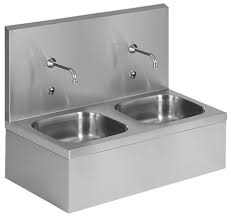 stainless steel wall hung double sink