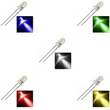 20x Led Colorido 5mm Alto Brilho 4 cor de cada: Amarelo, Vermelho, Verde,  Azul e Branco
