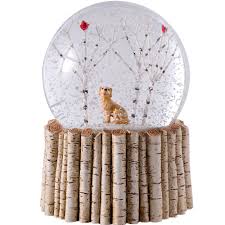 Reindeer christmas decorations indoor windowsill bird. Christmas Snow Globe With Wooden Birch Base We R Christmas