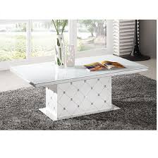Levono High Gloss Coffee Table In White With Rhinestone Round Glass Coffee Table Square Glass Coffee Table Furniture