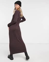 Buy elegant, long dresses in exclusive colors, designs and styles. Asos Design Long Sleeve Maxi T Shirt Dress In Chocolate Brown Asos