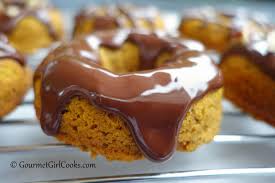 Easy keto chocolate donuts made with pumpkin recipe. Gourmet Girl Cooks Chocolate Glazed Spiced Pumpkin Donuts Low Carb Luscious