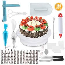 Joyeee Plateau Tournant De Gateau Kit De Patisserie 164pcs Decoration Professionnel Ustensiles Kit Inclure Poches Et Dou Decoration Gateau Patisserie Ustensile
