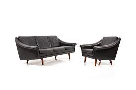 Original black leather danish sofa. Danish Leather 3 Seater Sofa And Armchair By Aage Christiansen Room Of Art