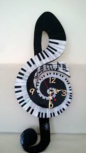 Sol Anahtari Mozaik Saat Treble Clef Mosaic Clock Indian Traditional Paintings Wooden Wall Art Music Decor
