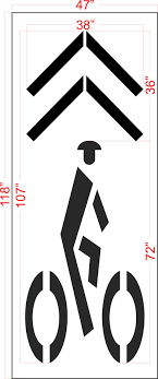 72" New York DOT Bike Lane Symbol with Chevron Stencil