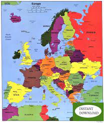 England is the largest and, with 55 million inhabitants, by far the most populous of the united kingdom's constituent countries. Europe 20th 21st Century 4 Digital Maps Instant Download France Italy Spain Norway Austria Germany Ireland England Europe Map World Map Fabric Map