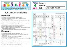 Dalam kesempatan kali ini saya akan share mengenai links download buku guru kurikulum 2013 dan buku siswa gratis untuk kelas 1 (satu) sd / mi dan atau sederajat. Soal Teka Teki Silang Sd Kelas 4 Tentang Alat Musik Daerah Daerah Dan Kunci Jawaban Bimbel Brilian