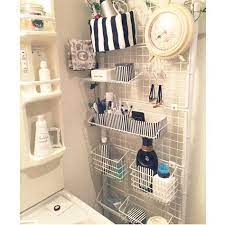 バス トイレ ストライプ メイクコーナー つっぱり棒棚 ネット などのインテリア実例 2017 03 10 20 08 05 roomclip ルームクリップ ユニットバス インテリア 小さなキッチン収納 インテリア 収納