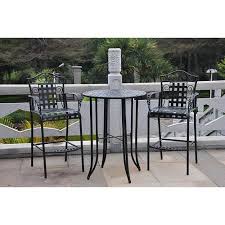 International Caravan Mandalay 3 Piece Wrought Iron Bar Heigh Bistro Patio Set Outdoor Bistro Set Bistro Patio Set Bistro Set