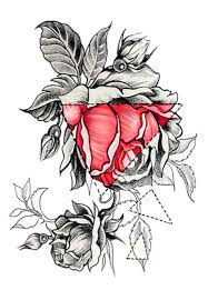 Black And Red Flower Tattoo Sleeve Sabella Geometric Black And Red Rose Temporary Tattoo Sleeve Tattoos Geometric Tattoo Rose Flower Tattoos