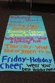 You can also throw in seasonal ideas like most ready for fall or most holiday spirit. Holiday Spirit Week Ideas Google Search Holiday Spirit Week Spirit Week School Spirit Days